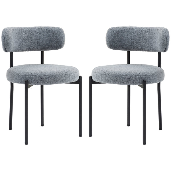 Lot de 2 chaises de cuisine avec revêtement en polaire, grises
