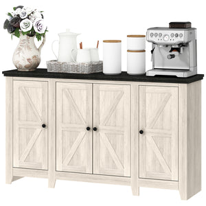 Buffet rustique avec étagères réglables pour salon, salle à manger et entrée, grain de bois blanc