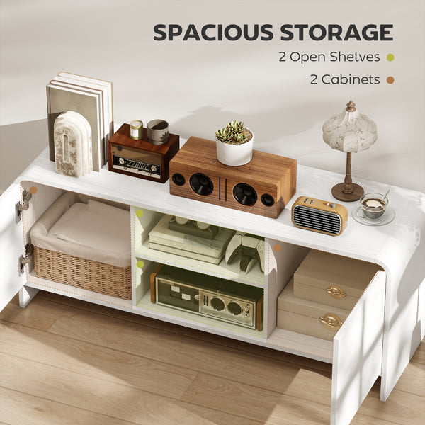 TV stand for TVs up to 55 inches with 2 cupboards and 2 shelves, white