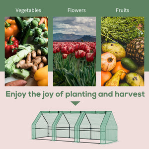 Portable Mini Tunnel Greenhouse for Growing Plants and Flowers with Zippered Roll-Up Doors and Polyethylene Cover, Green