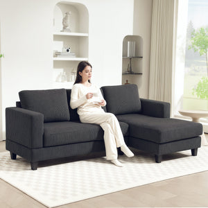 Canapé en L vec méridienne et coussin à ressorts, gris