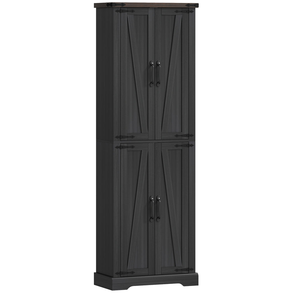 Armoire de rangement 72 po, style ferme, avec étagères réglables, pour la salle à manger, noire
