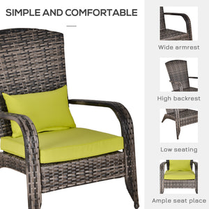 Fauteuil Adirondack en résine tressée avec coussins moelleux, vert