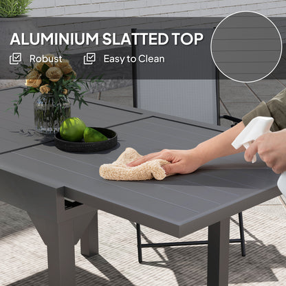 Table de salle à manger d'extérieur extensible en aluminium, gris