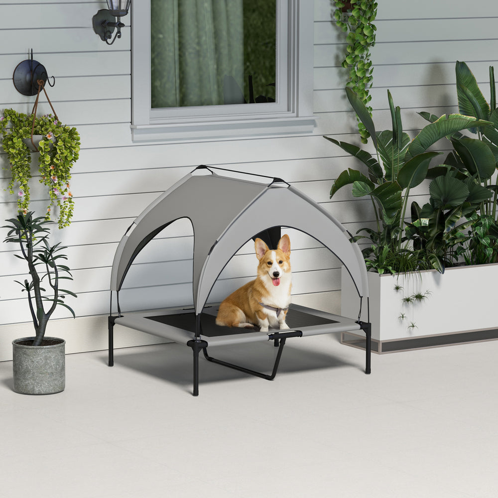 Lit surélevé rafraîchissant pour chien avec auvent en maille respirante lavable