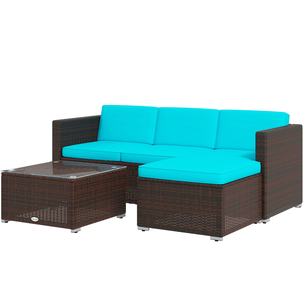Mobilier de jardin avec coussins moelleux, canapés d'angle, turquoise