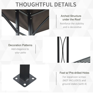 Gazebo pour barbecue à 2 niveaux avec étagère, marron