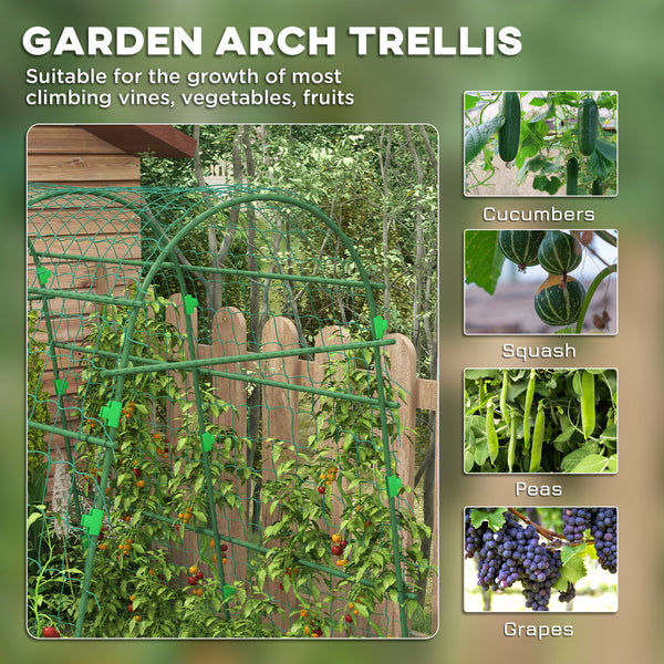 Treillis de jardin arqué avec filet d'escalade pour plantes grimpantes 57" x 66" x 81"