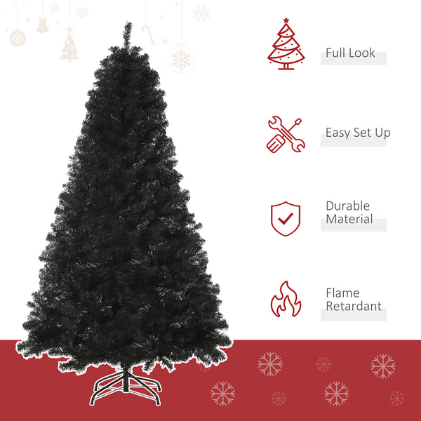 Sapin de Noël artificiel noir de 6 pieds non éclairé
