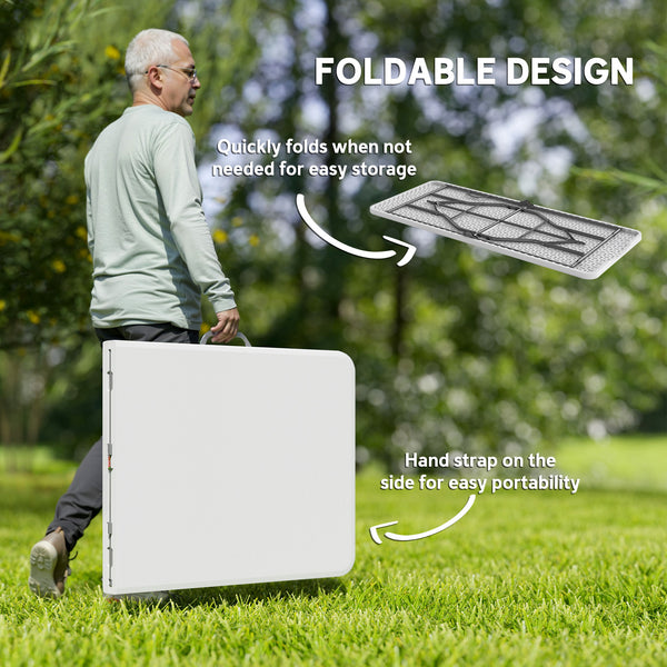 Table pliante portable en plastique avec poignée de transport