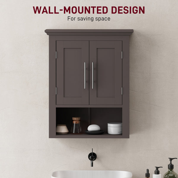 Armoire murale de salle de bain avec étagère, marron