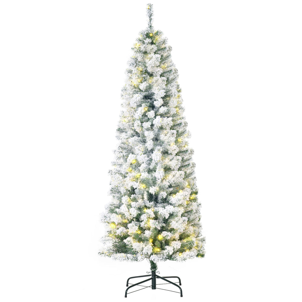 Sapin de Noël artificiel pré-éclairé de 6 pieds, fin avec lumières LED blanc chaud