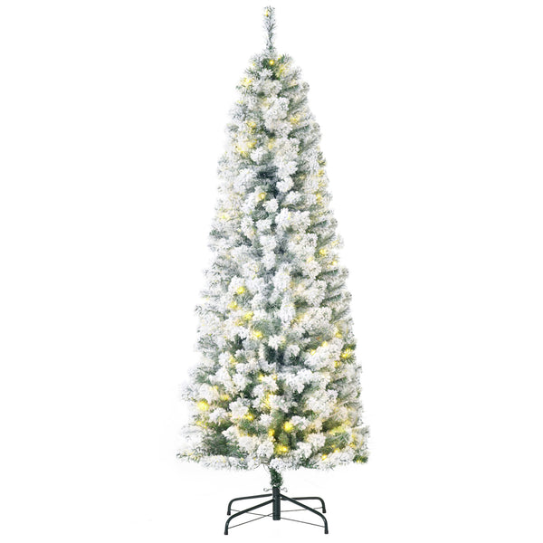 Sapin de Noël artificiel pré-éclairé de 6 pieds, fin avec lumières LED blanc chaud