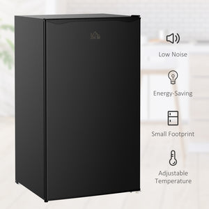 Réfrigérateur compact avec congélateur, étagère réglable, thermostat mécanique et porte réversible, noir