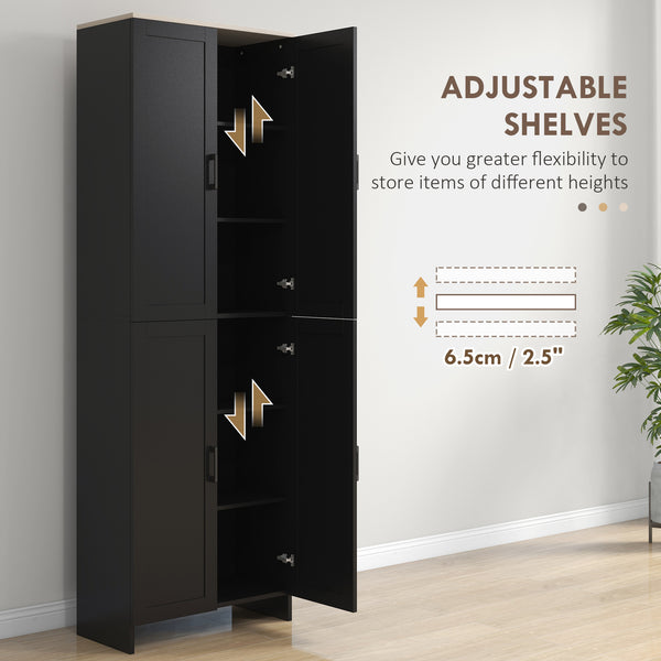 Armoire de cuisine 4 portes avec étagères réglables, noir