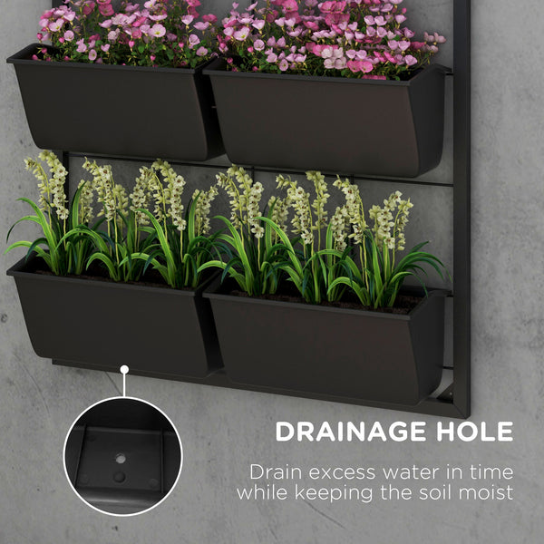 Jardinière murale à 3 niveaux avec 6 pots