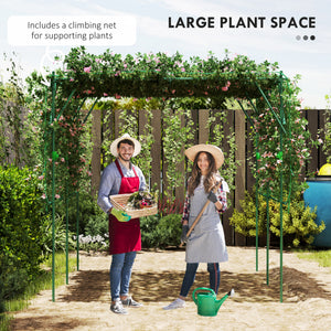 Arche de jardin pour concombres grimpants avec filet de support, vert