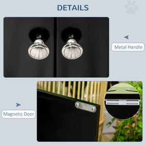 PawHut Raised Dog Bowls for Large Dogs, with Stand, Storage, 2 Stainless Steel Bowls, Black, 60 x 30 x 35 cm