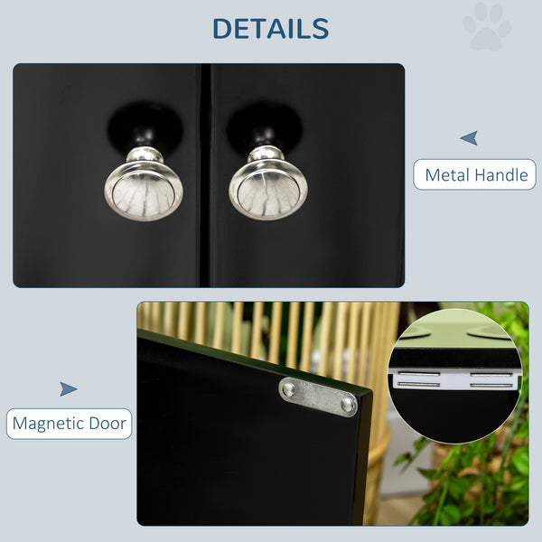 PawHut Raised Dog Bowls for Large Dogs, with Stand, Storage, 2 Stainless Steel Bowls, Black, 60 x 30 x 35 cm