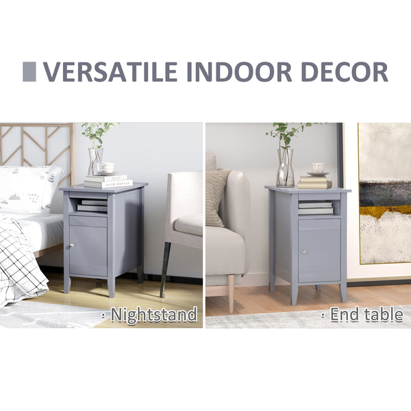 Table de chevet moderne en bois à 3 niveaux avec étagère coulissante, gris