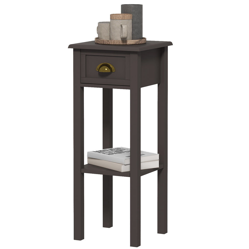 Table d'appoint à 2 niveaux avec tiroir et étagère, café