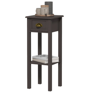 Table d'appoint à 2 niveaux avec tiroir et étagère, café