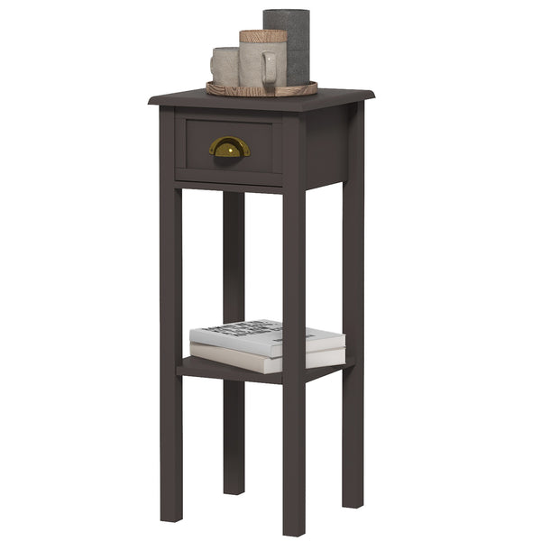 Table d'appoint à 2 niveaux avec tiroir et étagère, café