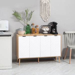 Buffet moderne avec étagères réglables et 4 portes, naturel