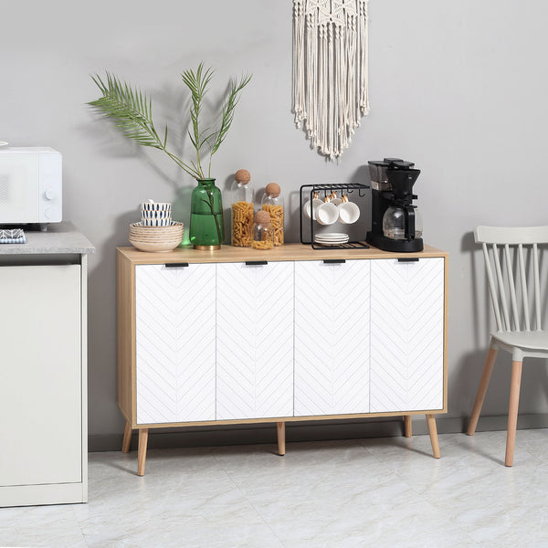 Buffet moderne avec étagères réglables et 4 portes, naturel