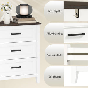 Commode large avec 6 tiroirs, commode de rangement, blanc