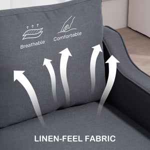 Modern pocket spring sofa, linen upholstery, thick padding, anthracite grey