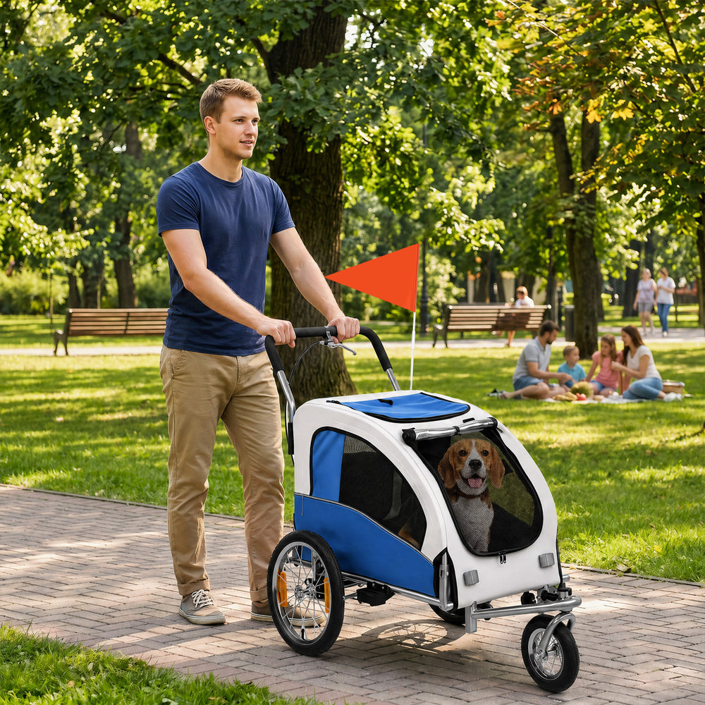 Remorque vélo et poussette pour chien 2 en 1, gris clair
