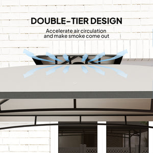 Outsunny 8' x 5' Outdoor Grill Gazebo, Double Tiered Barbecue Grill Gazebo Shelter with 2 Side Shelves and Hook, Light Gray |
