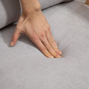 Fauteuil rembourré avec structure en bois d'hévéa, gris