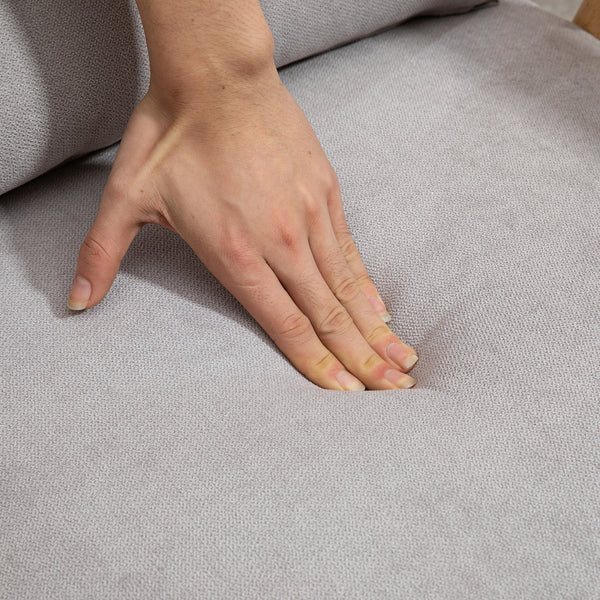 Fauteuil rembourré avec structure en bois d'hévéa, gris