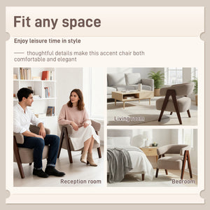 Fauteuil d'appoint en polaire Sherpa avec pieds en bois massif, marron clair