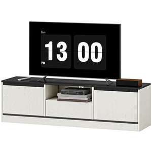 Meuble TV pour téléviseur de 55 à 60 pouces avec placards, étagère et tiroir, blanc