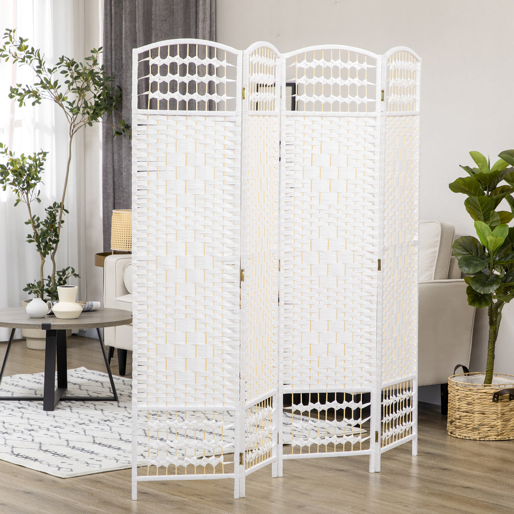 Cloison de séparation pliable à 4 panneaux en fibre ondulée, blanc