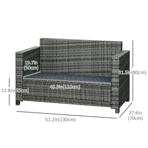 Canapé deux places en résine tressée de luxe avec coussin, gris