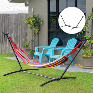 9.5'L Adjustable Hammock Stand Only, Heavy Duty Universal Garden Outdoor Camping Picnic Sun Bed Swing Metal Frame w/ Six Holes to Adjust, Black