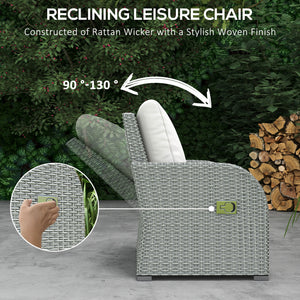6 Pieces Patio Furniture Set, Outdoor rattan Sectional Furniture with recliner, for Lawn Garden Backyard