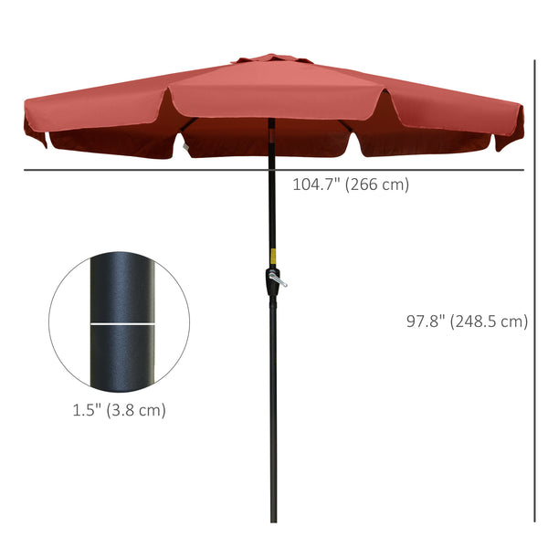 Parasol rond de 8,7 pieds avec inclinaison et manivelle, rouge bordeaux