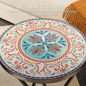 Table basse ronde pliante de 35,6 cm avec cadre en acier pour balcon, terrasse, couleurs assorties