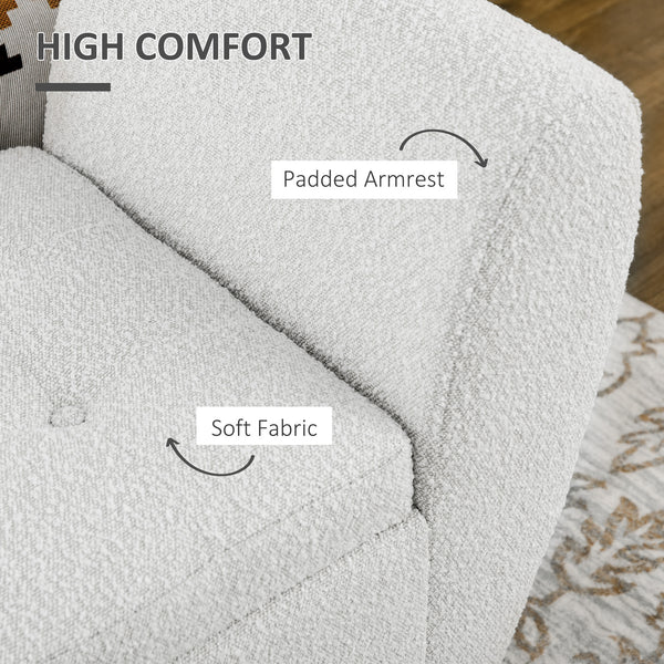 Banc de rangement rembourré avec accoudoirs, blanc crème