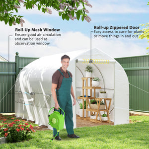 Portable garden tunnel greenhouse - White