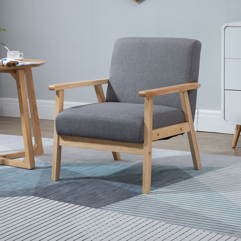 Fauteuils d'appoint minimalistes en lin épais et assise large, gris