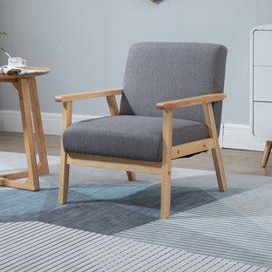 Fauteuils d'appoint minimalistes en lin épais et assise large, gris