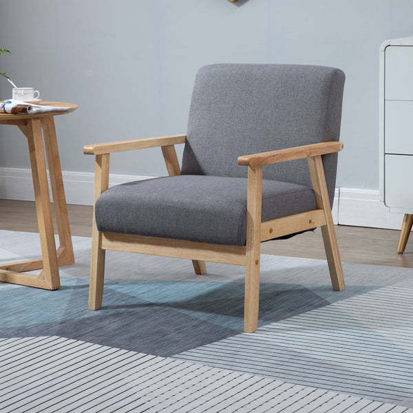 Fauteuils d'appoint minimalistes en lin épais et assise large, gris
