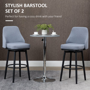 Ensemble de 2 tabourets de bar extra pivotants à 360° au design moderne avec repose-pieds et pieds en acier, gris clair