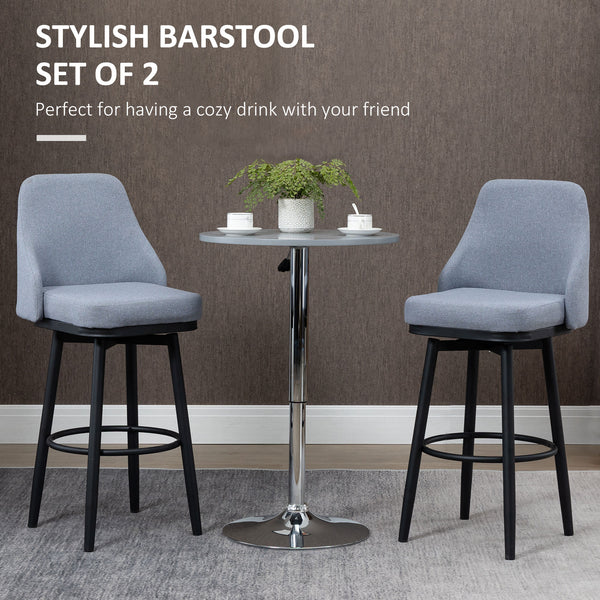 Ensemble de 2 tabourets de bar extra pivotants à 360° au design moderne avec repose-pieds et pieds en acier, gris clair